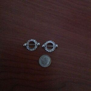 TWO Body Nipple Jewelry Guard Steel crystals
